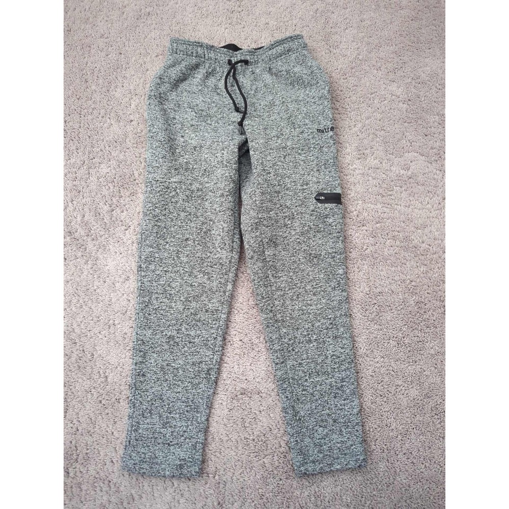 Mitre Sweatpants Mens S Gray Speckled Tapered Logo Zip Pocket Athletic Casual